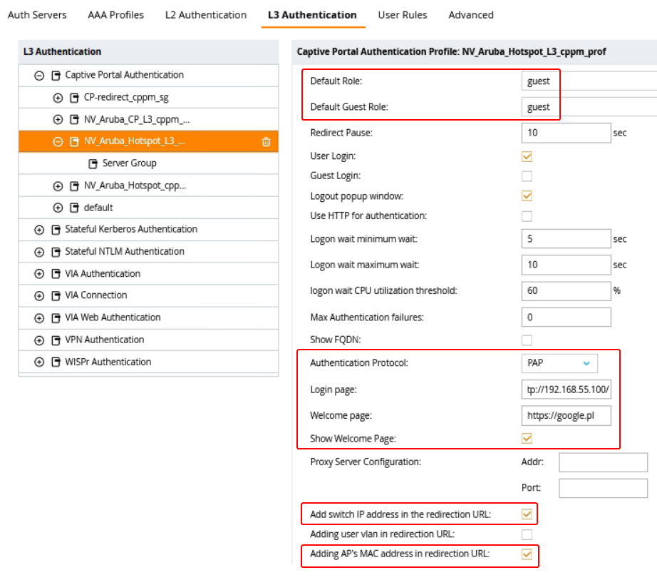 Aruba Mobility Controller | NACVIEW 2.x Documentation